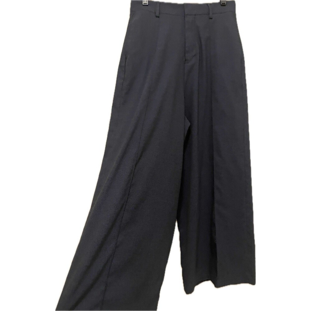 ASOS Dress Pants Navy Black Size 6 Pockets Wide Leg Trousers Side Zip Flat front